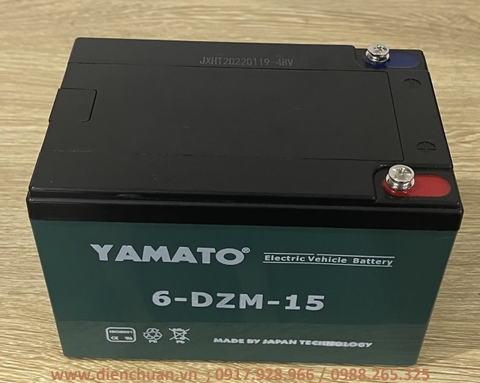 Bình ắc quy xe đạp điện Yamato 6-DZF-15/ 6-FM-15/  YMT-12-15 ( 12V 15Ah)