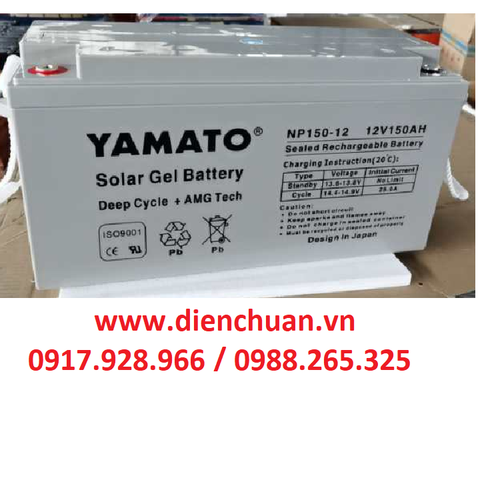 Ắc quy viễn thông Yamato 12V 150Ah NP150-12 bình Gel xả sâu ( Deep Cycle)