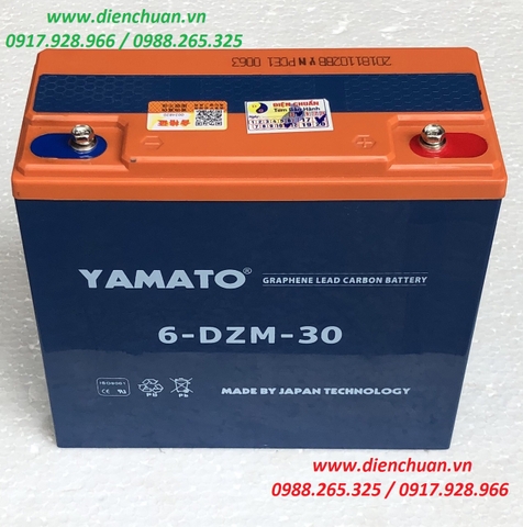 Ắc quy xe đạp điện 12V 30Ah Yamato (6-DZF-30/ 6-FM-30/ 6-DPB-30 / YMT-12-30)