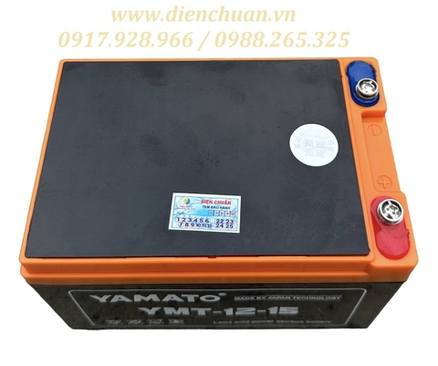 Bình ắc quy xe đạp điện Yamato 6-DZF-15/ 6-FM-15/  YMT-12-15 ( 12V 15Ah)