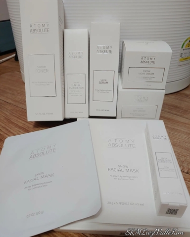 Bộ trị nám, tàn nhang, dưỡng trắng và làm đều màu da chuyên sâu - Atomy absolute snow all day brightening system for luminous skin