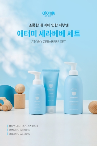 Combo Tắm gội và dưỡng da ngừa hâm, rơm sảy cho bé -  Atomy Cerabebe