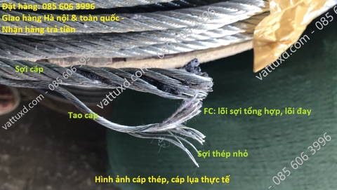 Cáp thép mạ kẽm D6, D8, D10, D12, D14, D16 giá rẻ tại hà nội