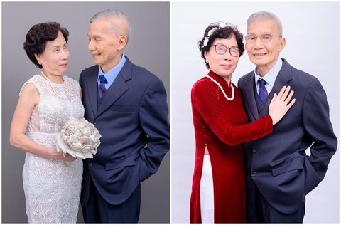 Chụp ảnh kỷ niệm nhân dịp "Đám cưới vàng" 50 năm cho ông Ngọc - bà Bắc (studio tại Hà Nội)