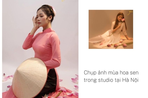 Chụp ảnh mùa hoa sen trong studio tại Hà Nội