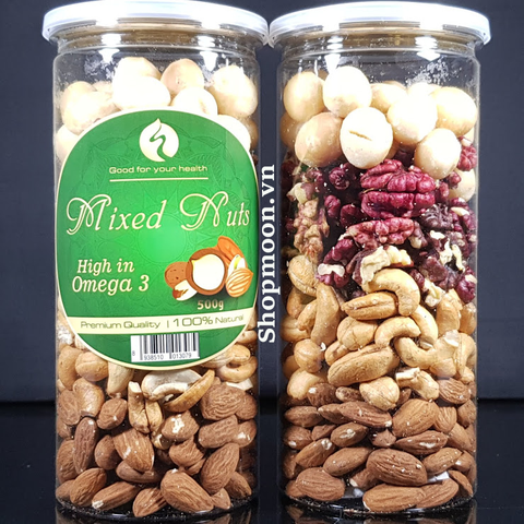Mixed nuts 4 loại hạt dinh dưỡng Macca, Óc Chó Đỏ, Hạnh Nhân, Hạt Điều đã tách vỏ