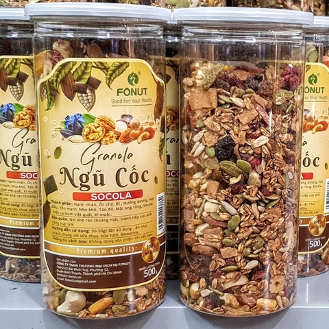 NGŨ CỐC DINH DƯỠNG GRANOLA VỊ SOCOLA ( hũ 500gr )