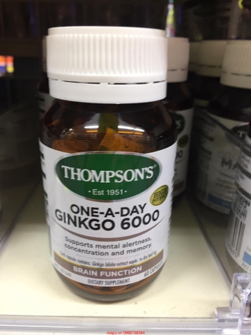 THUỐC TUẦN HOÀN NÃO THOMPSON'S GINKGO 6000MG 60 VIÊN