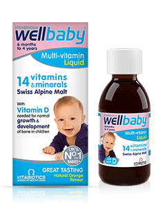 Dung dịch 14 vitamin và khoáng chất tổng hợp Wellbaby cho bé từ 4 tháng đến 5 tuổi của VITABIOTICS UK 150ml
