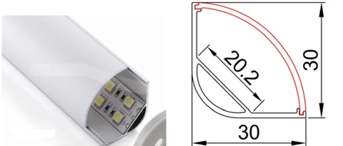 Thanh nhôm led Góc 30x30