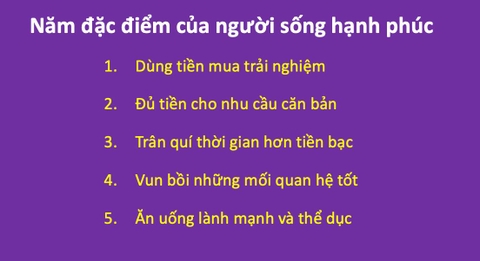 Năm đặc điểm của người sống hạnh phúc