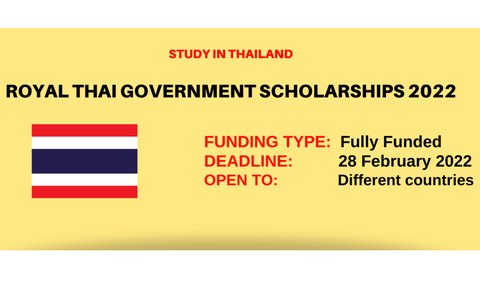 Thông báo chương trình học bổng thạc sĩ và tiến sĩ tại Thái Lan năm 2022