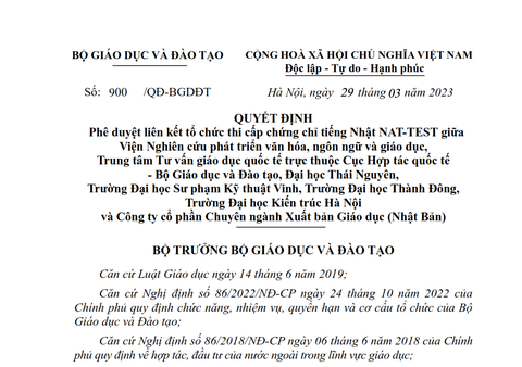 Liên kết tổ chức thi cấp chứng chỉ năng lực tiếng Nhật NAT-TEST đầu tiên được cấp phép tại Việt Nam