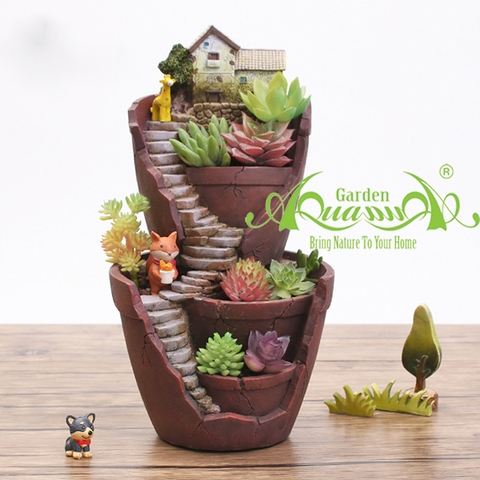 Nhà Bậc Thang Đôi trồng tiểu cảnh- Gốm AquaGarden