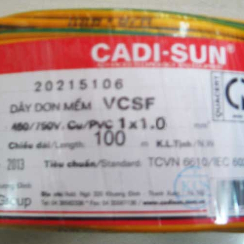 Dây điện đơn mềm VCSF 1x1.0mm2 Cadisun