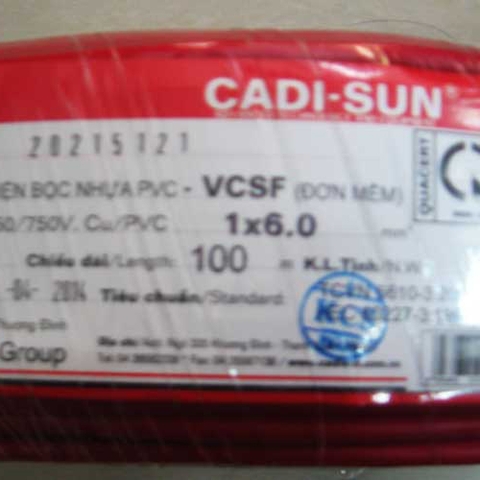 Dây điện đơn mềm VCSF 1x6.0mm2 Cadisun