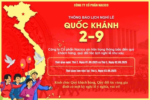THÔNG BÁO LỊCH NGHỈ LỄ QUỐC KHÁNH NGÀY 02/09