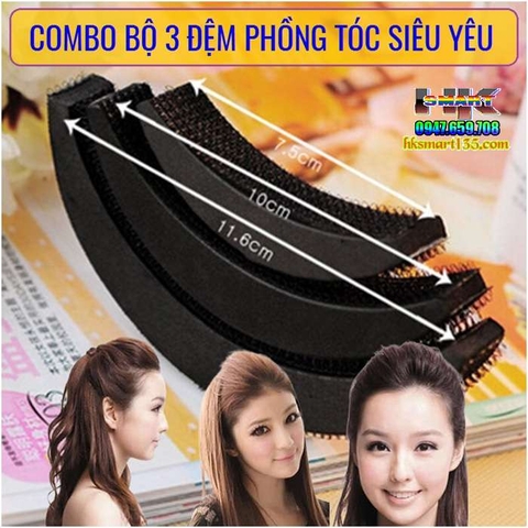 COMBO BỘ 3 ĐỆM PHỒNG TÓC SIÊU YÊU