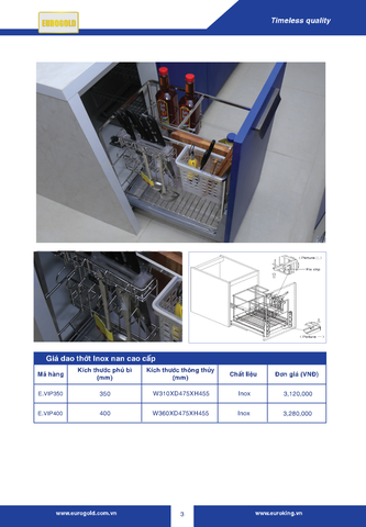 Giá dao thớt nan inox cao cấp