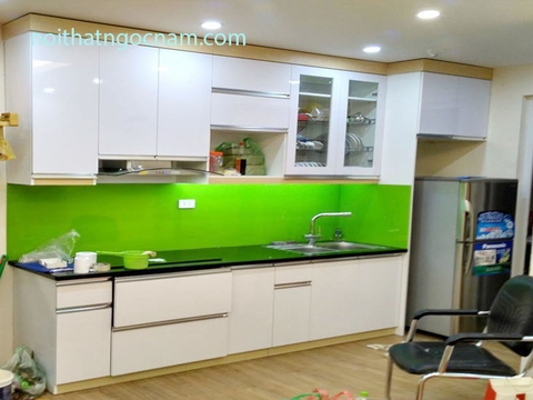 Đóng Tủ bếp Melamine cánh Acrylic đẹp giá rẻ