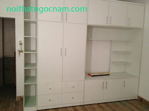 Tủ quần áo gỗ MDF sơn trắng