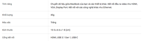 Cáp Apple USB-C Digital AV 4K60hz