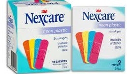 Nexcare Băng keo cá nhân màu Neon 9 miếng/gói, 10 gói/hộp