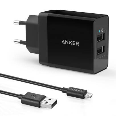 Sạc Anker 2 Cổng, 24W PowerPort 2 kèm cáp micro USB - B2021