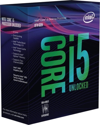 CPU Intel Core i5 8600K 3.6Ghz Turbo Up to 4.3Ghz / 9MB / 6 Cores, 6 Threads / Socket 1151 v2 No Fan (Coffee Lake )