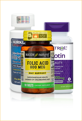 Combo Thuốc mọc râu Minoxidil 5%+ Biotin + Folic Acid