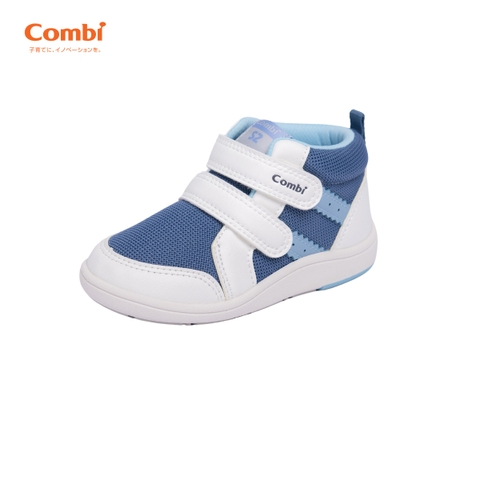 Giày cao cổ Combi S-Go đế định hình chống bàn chân bẹt 24AW03 màu xanh trắng