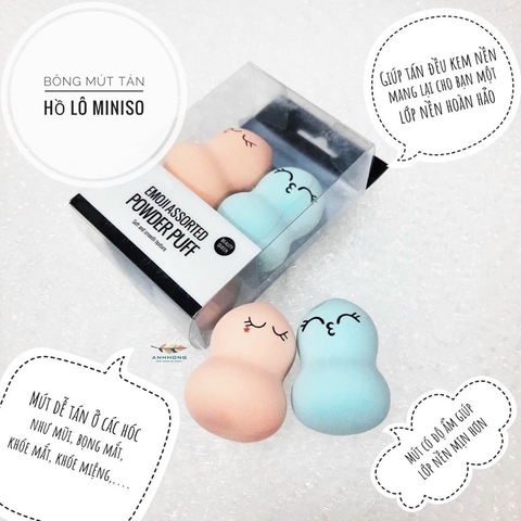 Mút Tán Kem Nền Hồ Lô Miniso Hộp 2 Cái