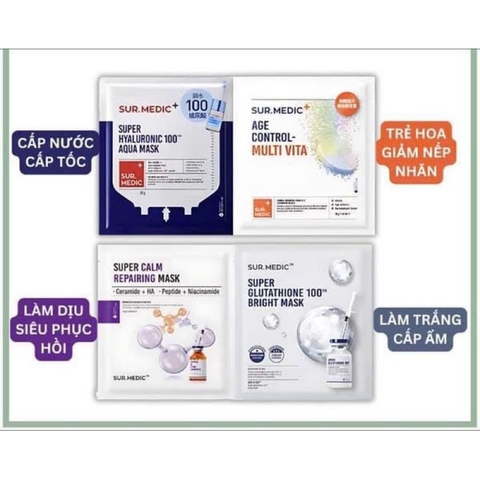 Combo 10 Mask Sur Medic( 5 bright glutathione, 5 Age Control- Multi Vita)