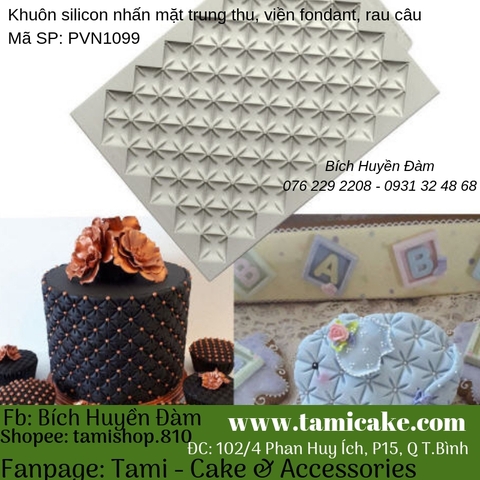 Khuôn silicon nhấn mặt trung thu, viền fondant, rau câu 1099