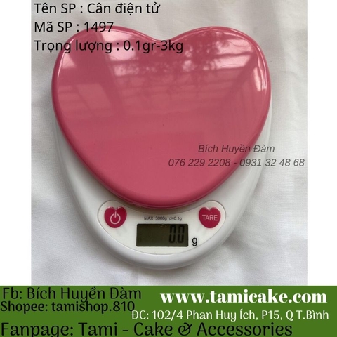 Cân điện tử- Cân trái tim màu hồng nổi 3KG