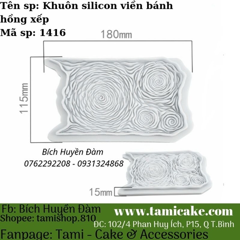 Khuôn silicon viền bánh kiểu hồng xếp 1416