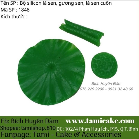 Bộ khuôn silicon lá sen, gương sen, lá sen cuốn 1848