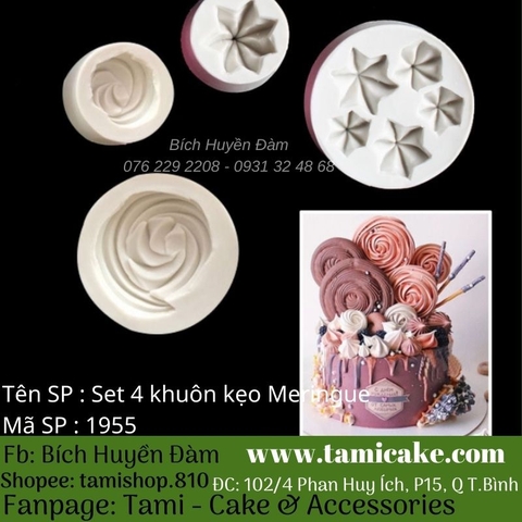 Set 4 khuôn kẹo trang trí Meringue 1955