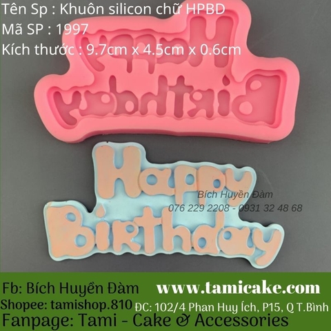 Khuôn silicon chữ Happy Birthday 1997