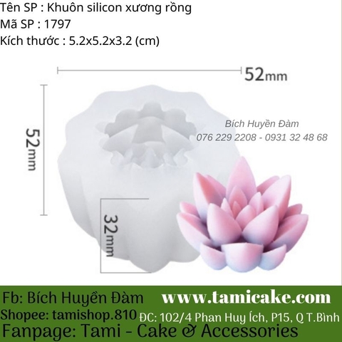 Khuôn silicon xương rồng 1797