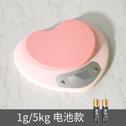 Cân điện tử, cân nhà bếp 1g/5kg màu hồng trái tim dễ thương