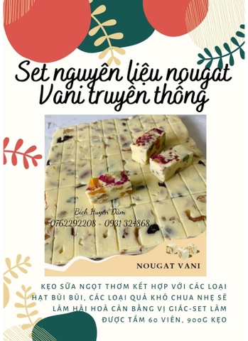 Set nguyên liệu nougat truyền thống(chưa bao gồm bơ lạt)