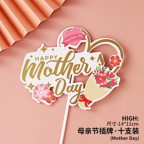 Que cắm chữ Happy Mother 's Day Trang Trí Bánh Cupcake, bánh sinh nhật (set 10 que)