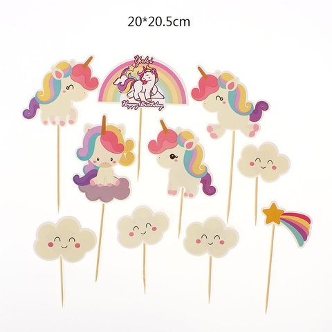 Set que cắm giấy Unicorn trang trí bánh