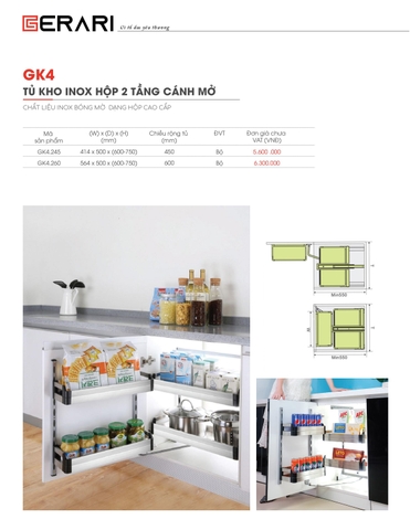 Tủ kho Inox 304 dạng hộp 2 tầng cánh mở (Inox 304 bóng mờ cao cấp)
