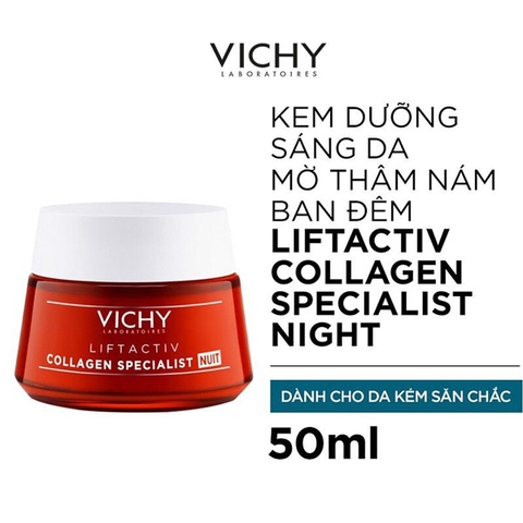 Kem dưỡng trắng, giảm nhăn ban đêm Vichy Liftactiv Collagen Specialist Night 50ml