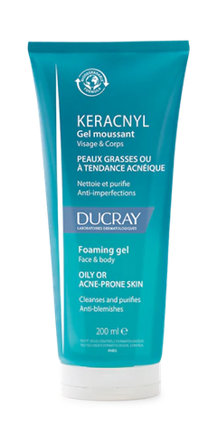 Gel rửa mặt cho da nhờn mụn Ducray Keracnyl Gel Moussant 200ml