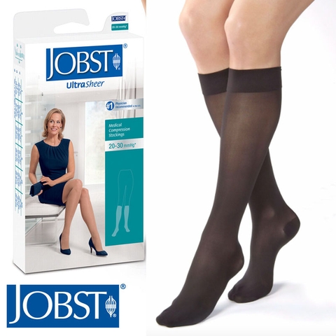 Vớ gối JOBST ULTRASHEER siêu mỏng, màu đen, kín ngón - Hỗ trợ điều trị suy giãn tĩnh mạch