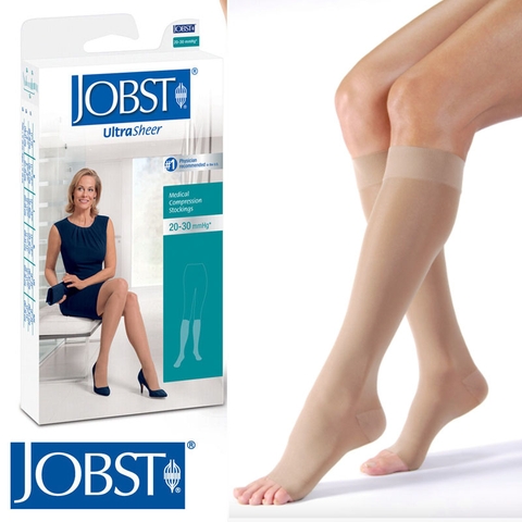 Vớ gối JOBST ULTRASHEER siêu mỏng, màu da, hở ngón - Hỗ trợ điều trị suy giãn tĩnh mạch