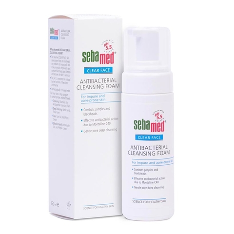 Sữa rửa mặt ngăn ngừa mụn, kháng khuẩn pH 5.5 - Clear Face Antibacterial Cleansing Foam 150ml - Sebamed